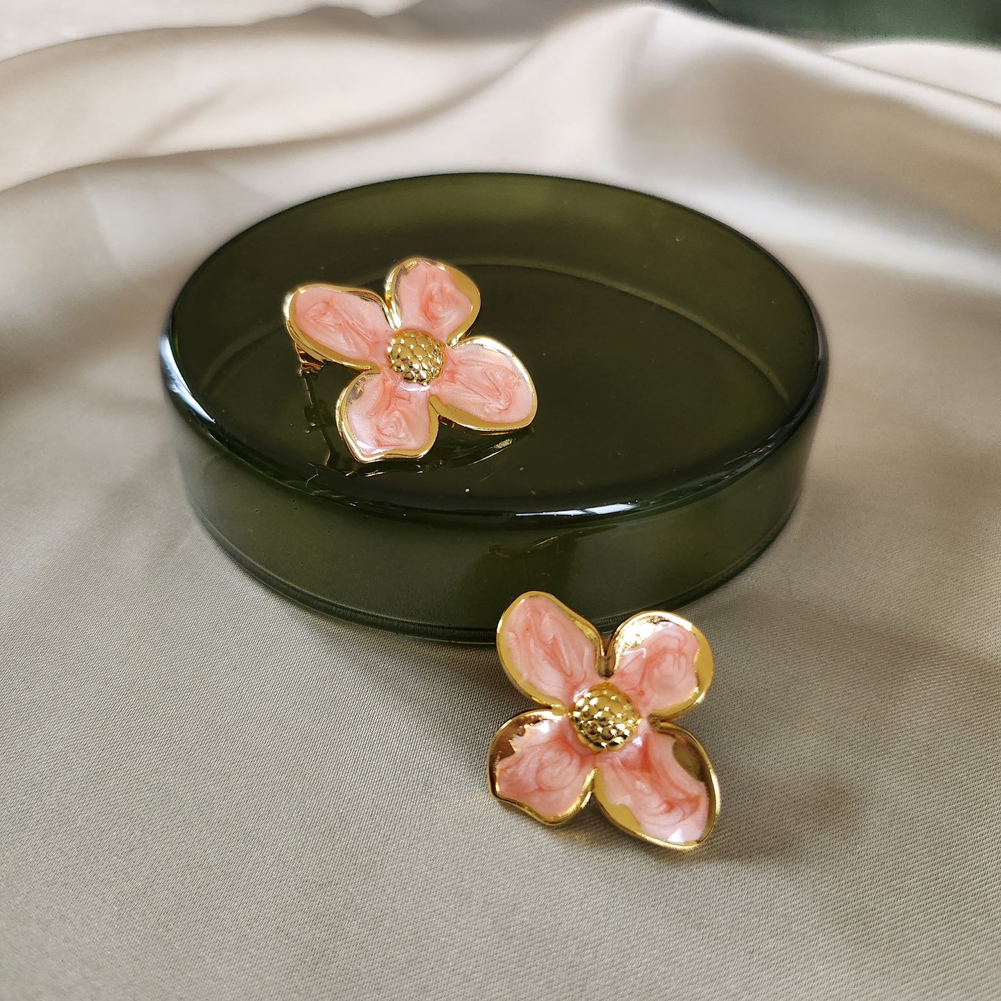 Floral Earrings - Coral