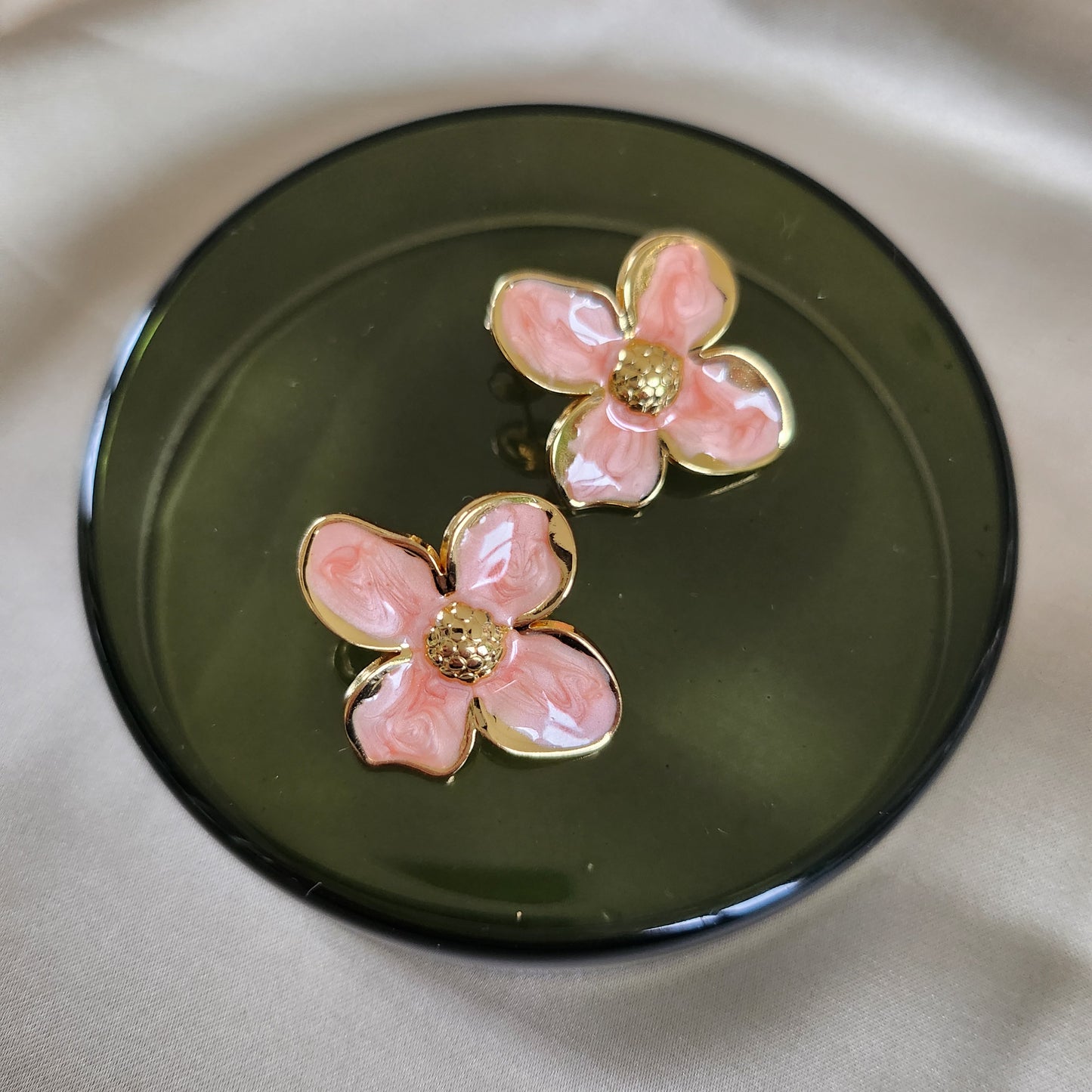 Floral Earrings - Coral
