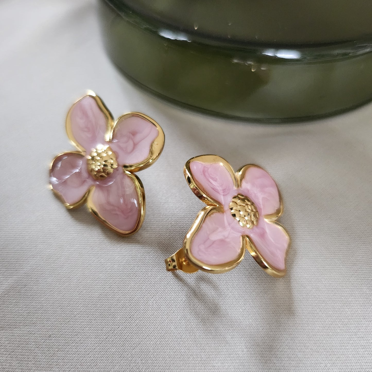 Floral Earrings - Pink