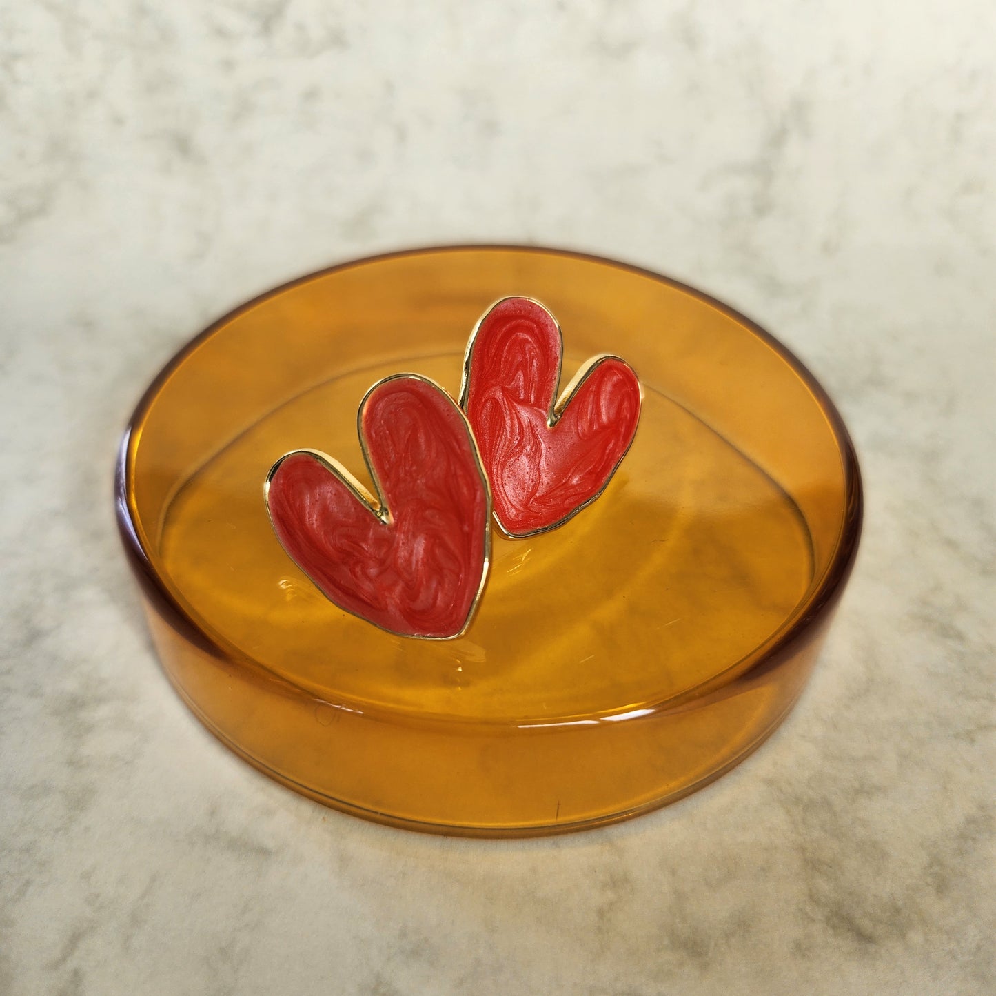 Heart Stud Earrings Red