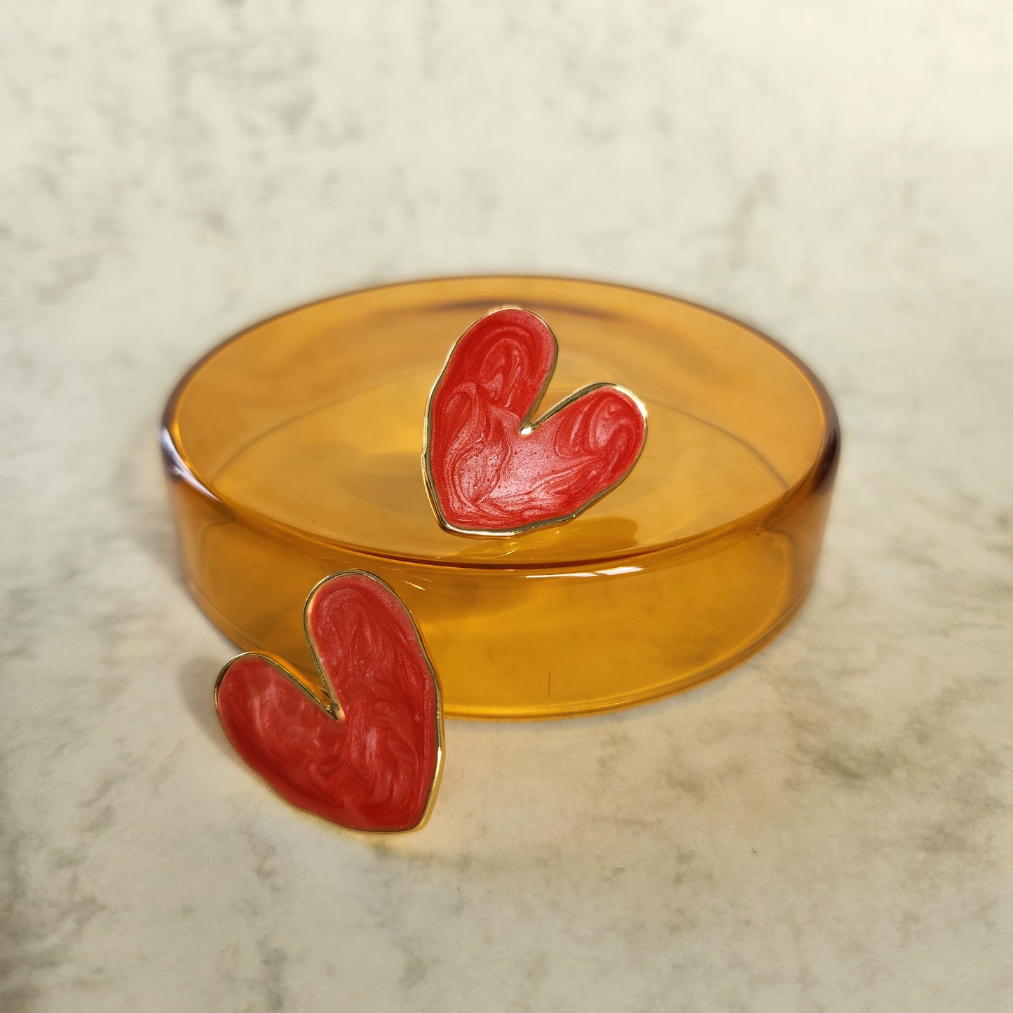 Heart Stud Earrings Red