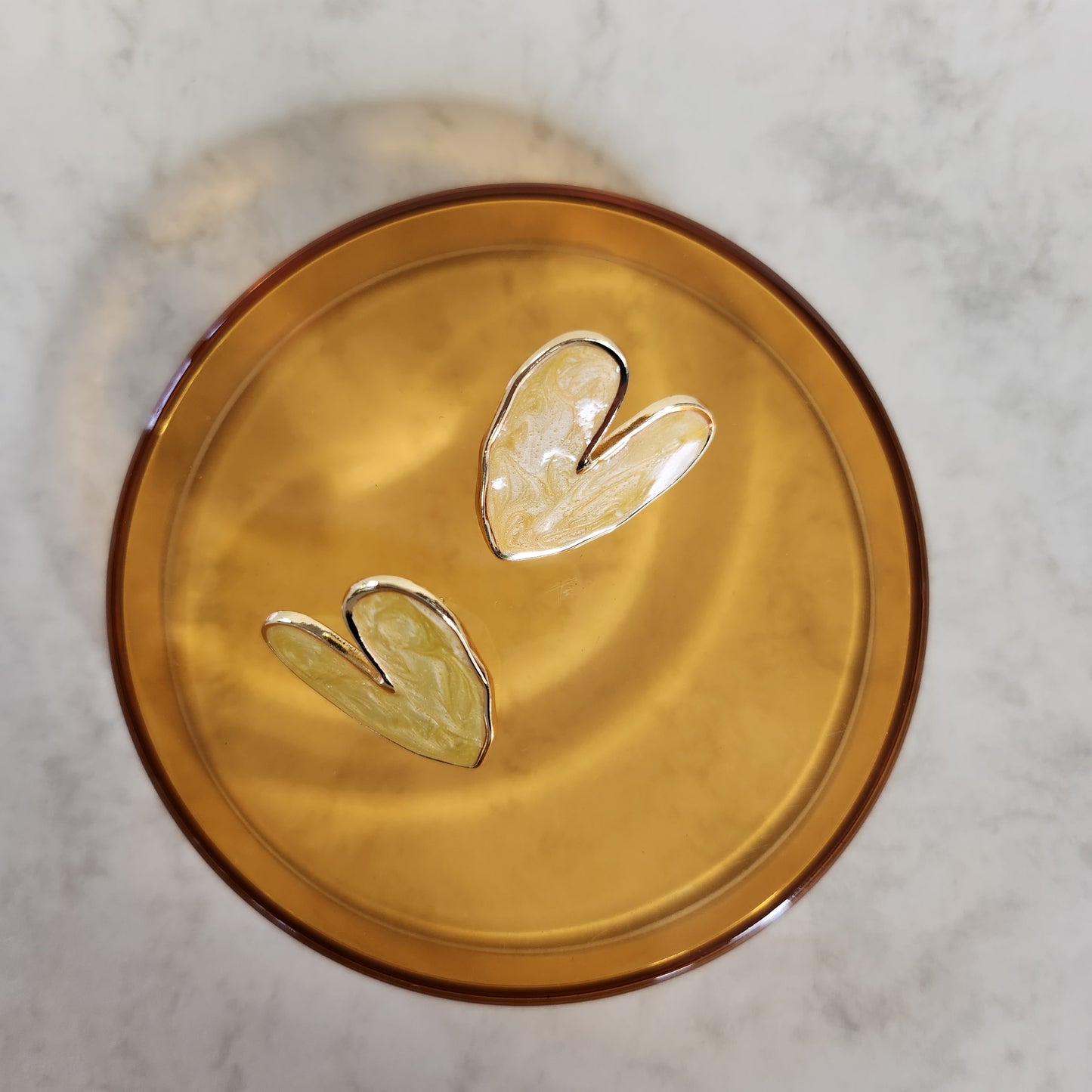 Heart Stud Earrings Yellow