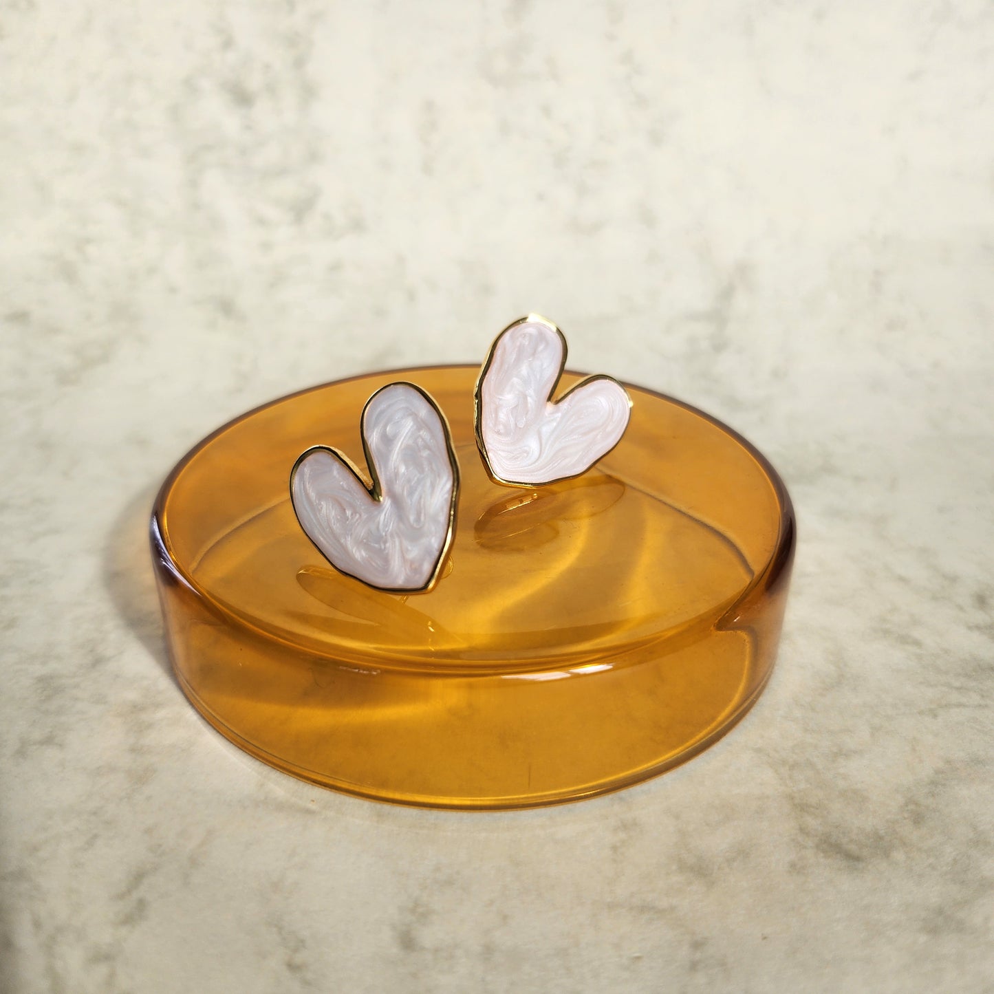 Heart Stud Earrings White