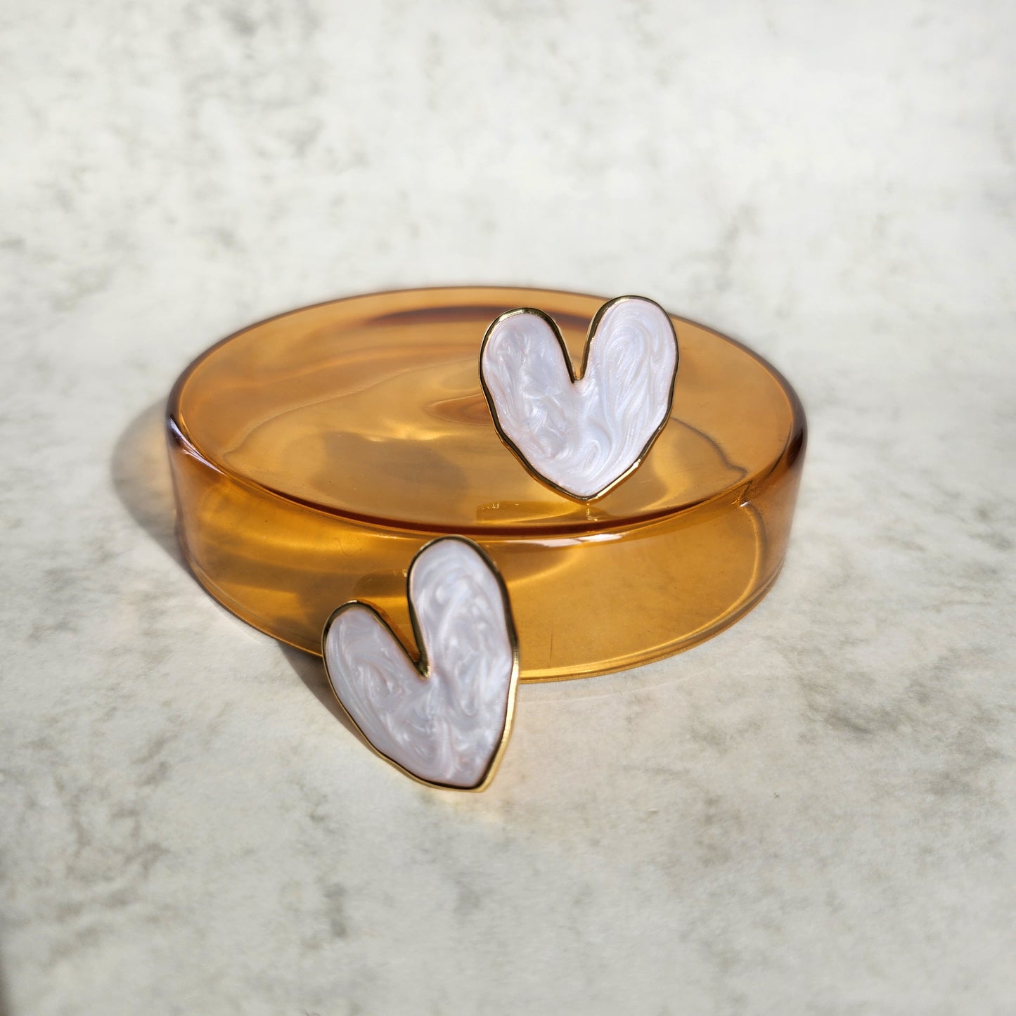 Heart Stud Earrings White