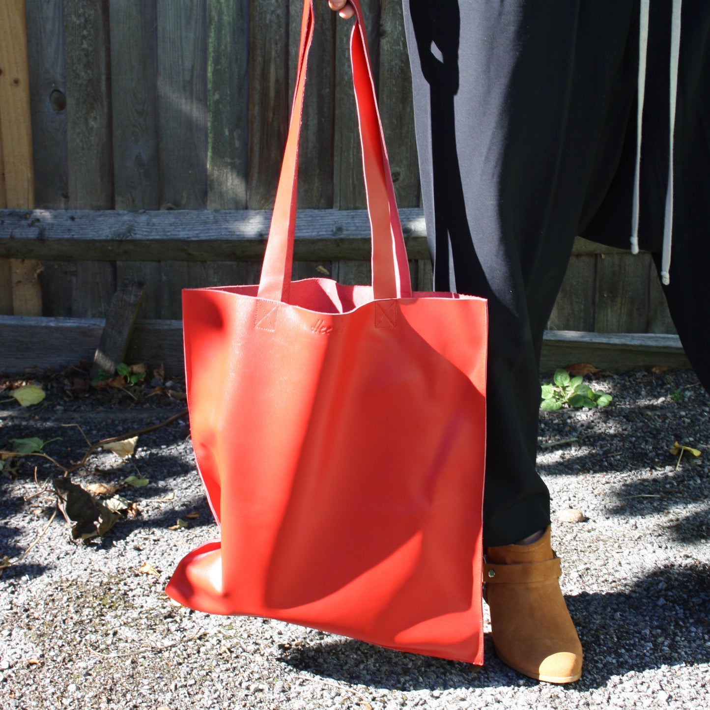 Leather Tote Red